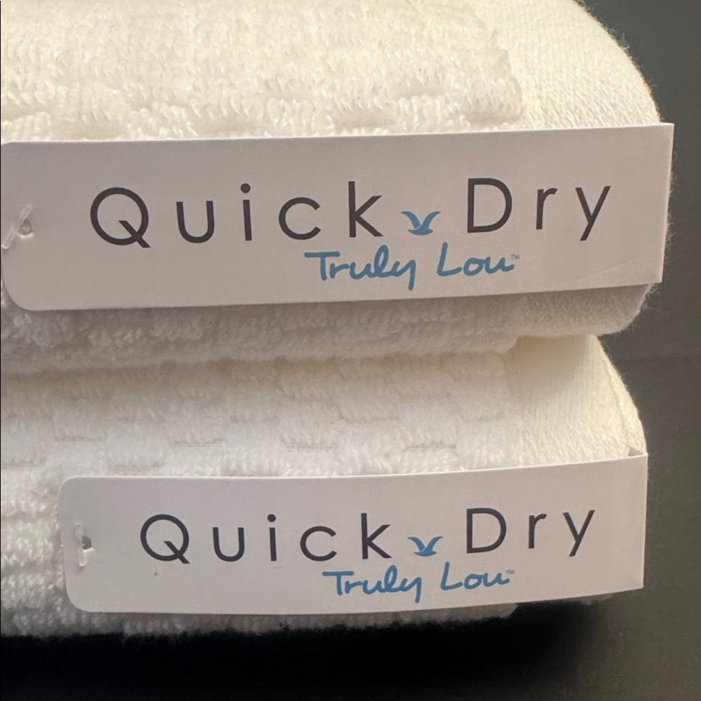 2pc TRULY LOU Quick Dry 100% Cotton Quick Dry Bath Towel Set - White - Picture 2 of 3
